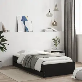 Gultas Rāmis Ar Atvilktnēm, Melns, 75X190 Cm, Inženierijas Koks Vidaxl