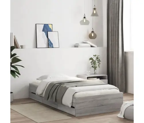 Lovos Rėmas Su Stalčiais, Pilkas Ąžuolo, 75X190cm Mediena