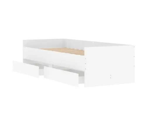 Lovos Rėmas Su Stalčiais, Baltos Spalvos, 100X200Cm