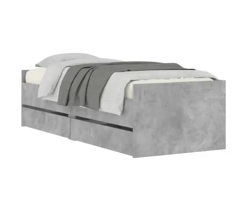 Lovos Rėmas Su Stalčiais, Betono Pilkos Spalvos, 100X200Cm
