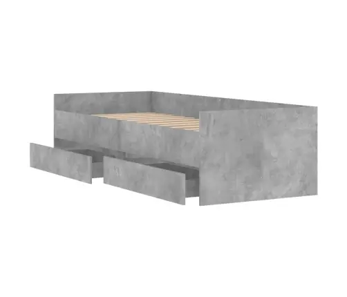 Lovos Rėmas Su Stalčiais, Betono Pilkos Spalvos, 100X200Cm