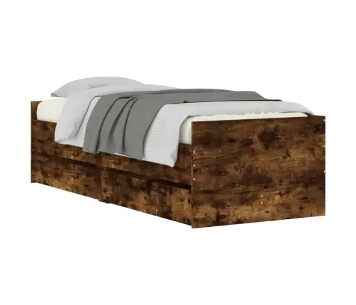 Sahtlitega Voodiraam, Suitsutatud Tamm, 100 X 200 Cm