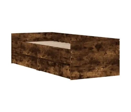 Sahtlitega Voodiraam, Suitsutatud Tamm, 100 X 200 Cm