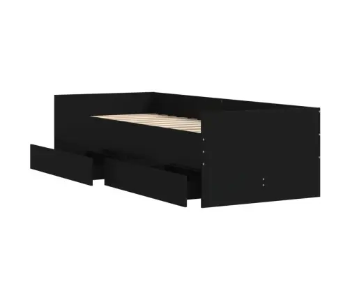 Gultas Rāmis Ar Atvilktnēm, Melns, 90X200 Cm Vidaxl