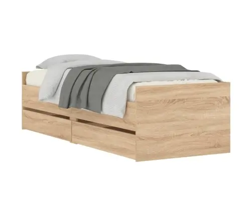 Gultas Rāmis Ar Atvilktnēm, Ozolkoka Krāsā, 90X200 Cm Vidaxl