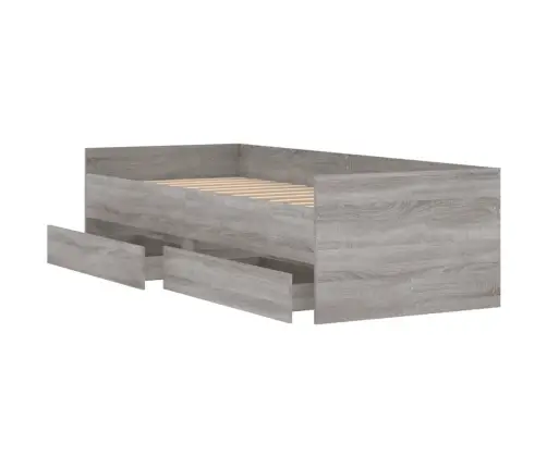 Gultas Rāmis Ar Atvilktnēm, Pelēka Ozolkoka, 90X200 Cm Vidaxl