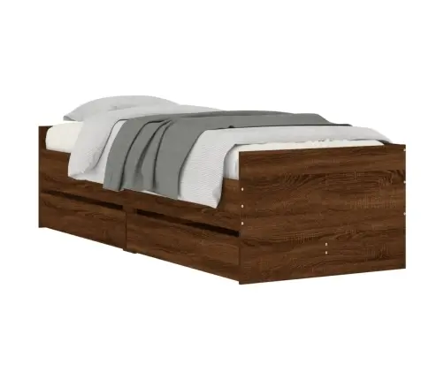 Gultas Rāmis Ar Atvilktnēm, Brūna Ozolkoka, 90X200 Cm Vidaxl