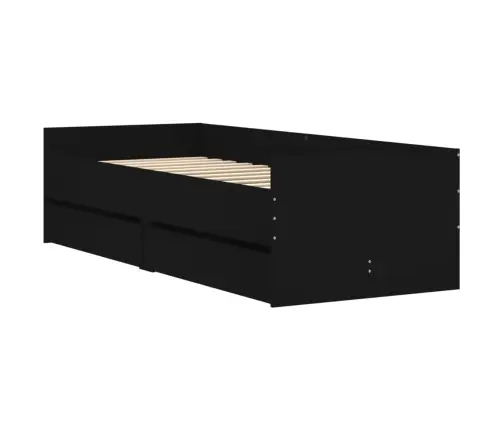 Gultas Rāmis Ar Atvilktnēm, Melns, 90X190 Cm Vidaxl