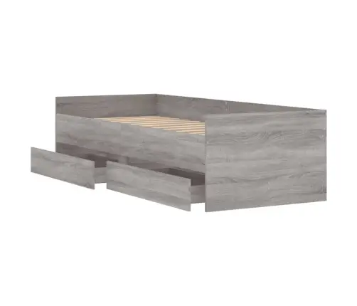 Gultas Rāmis Ar Atvilktnēm, Pelēka Ozolkoka, 90X190 Cm Vidaxl