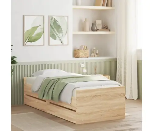 Voodiraam Sahtlitega, Sonoma Tamm, 75 X 190 Cm