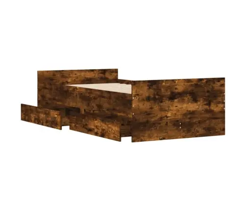 Sahtlitega Voodiraam, Suitsutatud Tamm, 100 X 200 Cm