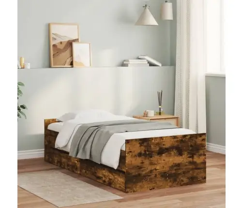 Sahtlitega Voodiraam, Suitsutatud Tamm, 100 X 200 Cm