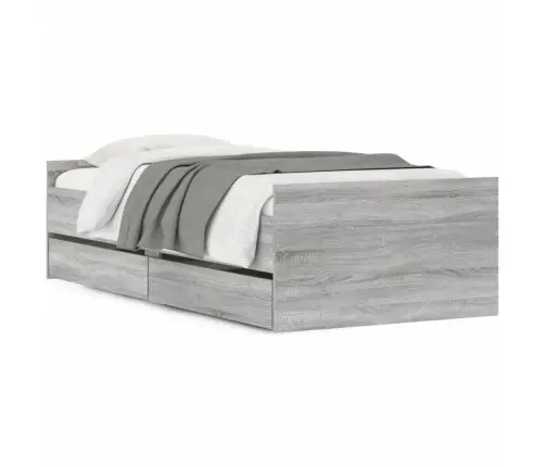 Gultas Rāmis Ar Atvilktnēm, Pelēka Ozolkoka, 100X200 Cm Vidaxl