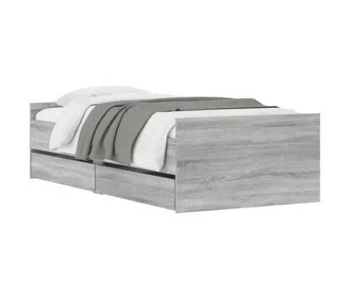 Gultas Rāmis Ar Atvilktnēm, Pelēka Ozolkoka, 100X200 Cm Vidaxl