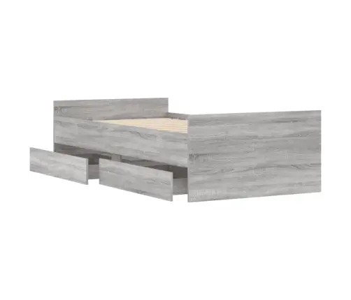 Gultas Rāmis Ar Atvilktnēm, Pelēka Ozolkoka, 100X200 Cm Vidaxl