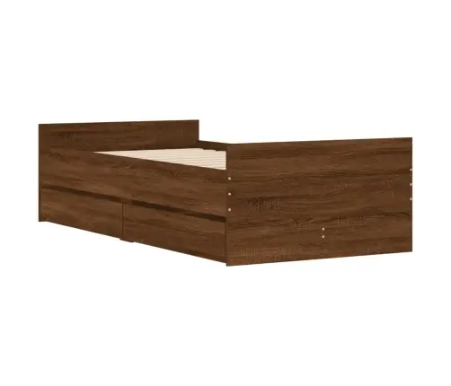 Lovos Rėmas Su Stalčiais, Rudos Ąžuolo Spalvos, 100X200Cm