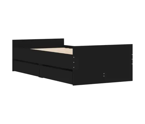 Gultas Rāmis Ar Atvilktnēm, Melns, 90X200 Cm Vidaxl