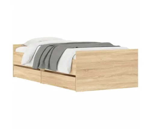 Gultas Rāmis Ar Atvilktnēm, Ozolkoka Krāsā, 90X200 Cm Vidaxl Gultas Rāmis Ar Atvilktnēm, Ozolkoka Krāsā, 90X200 Cm Vidaxl