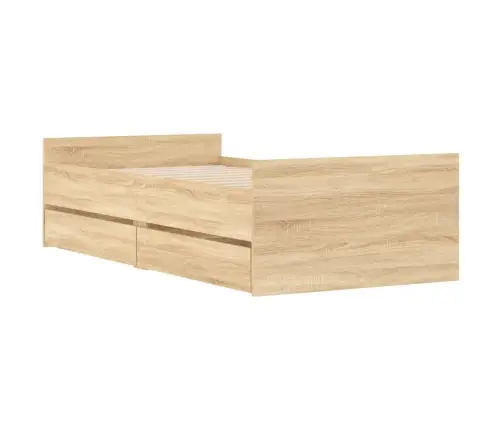 Gultas Rāmis Ar Atvilktnēm, Ozolkoka Krāsā, 90X200 Cm Vidaxl Gultas Rāmis Ar Atvilktnēm, Ozolkoka Krāsā, 90X200 Cm Vidaxl