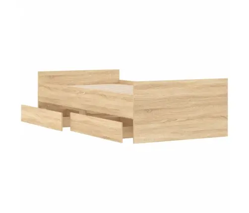 Gultas Rāmis Ar Atvilktnēm, Ozolkoka Krāsā, 90X200 Cm Vidaxl Gultas Rāmis Ar Atvilktnēm, Ozolkoka Krāsā, 90X200 Cm Vidaxl