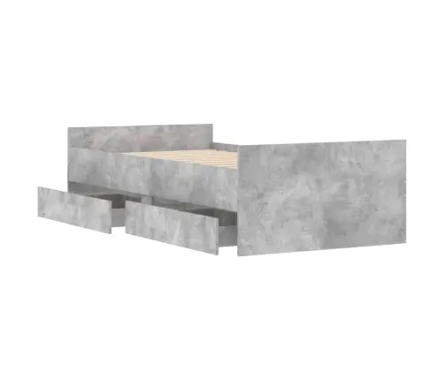 Gultas Rāmis Ar Atvilktnēm, Betona Pelēks, 90X200 Cm Vidaxl