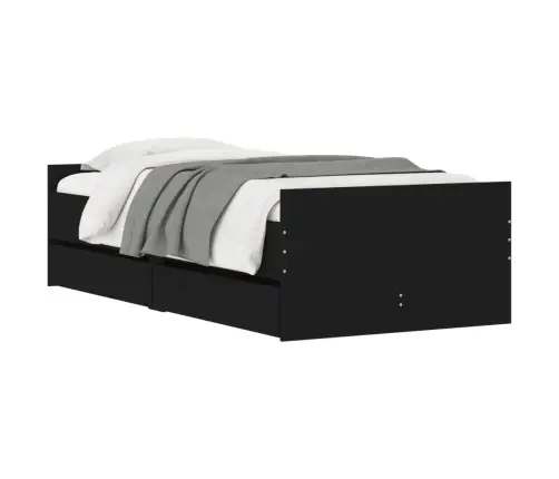 Gultas Rāmis Ar Atvilktnēm, Melns, 90X190 Cm Vidaxl