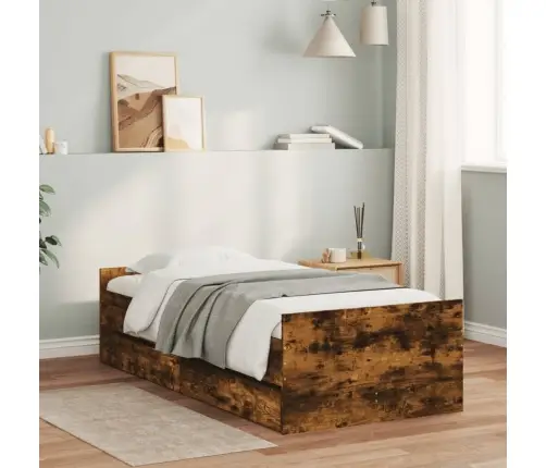 Lovos Rėmas Su Stalčiais, Dūminio Ąžuolo Spalvos, 90X190Cm