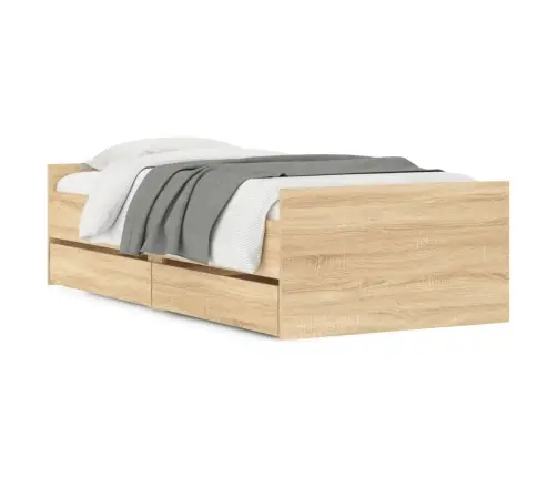 Gultas Rāmis Ar Atvilktnēm, Ozolkoka, 75X190 Cm, Vienvietīgs Vidaxl