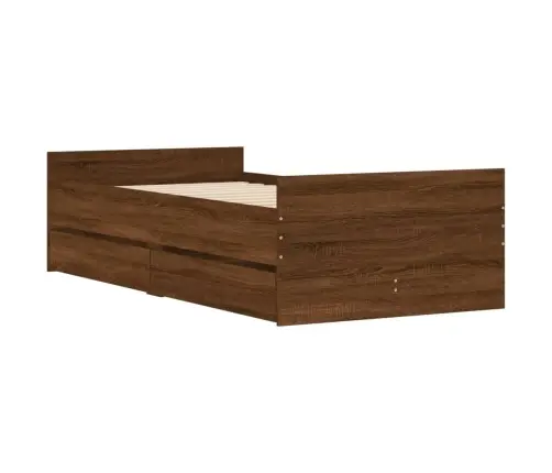 Gultas Rāmis Ar Atvilktnēm, Brūns, 75X190 Cm, Vienvietīgs Vidaxl