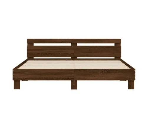 Gultas Rāmis Ar Galvgali, Brūns, 200X200 Cm, Inženierijas Koks Vidaxl