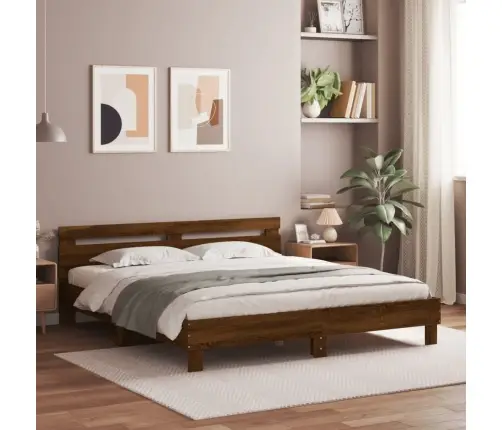 Gultas Rāmis Ar Galvgali, Brūns, 200X200 Cm, Inženierijas Koks Vidaxl