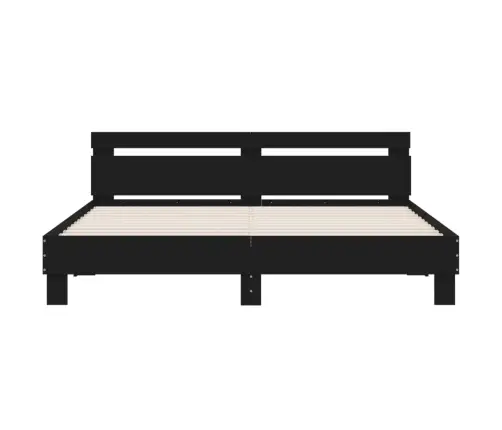 Gultas Rāmis Ar Galvgali, Melns, 180X200 Cm, Inženierijas Koks Vidaxl