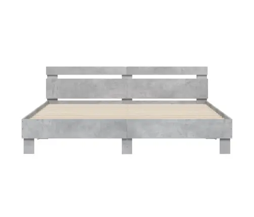 Gultas Rāmis Ar Galvgali, Pelēks, 160X200 Cm, Inženierijas Koks Vidaxl