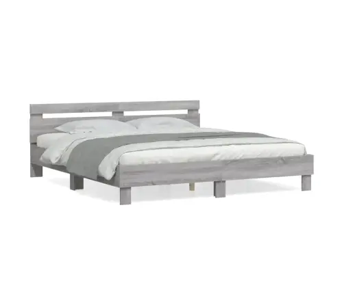 Gultas Rāmis Ar Galvgali, Pelēka Ozolkoka, 160X200 Cm Vidaxl