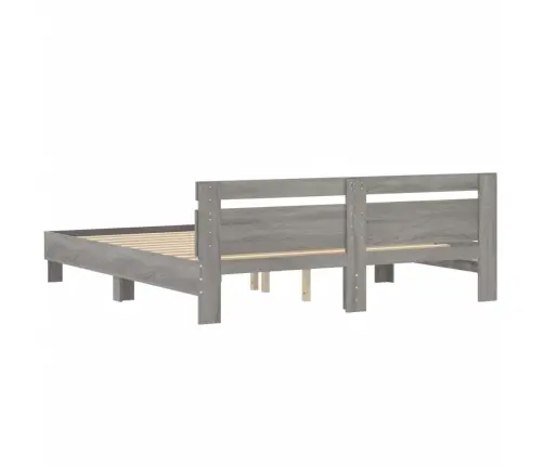Gultas Rāmis Ar Galvgali, Pelēka Ozolkoka, 160X200 Cm Vidaxl