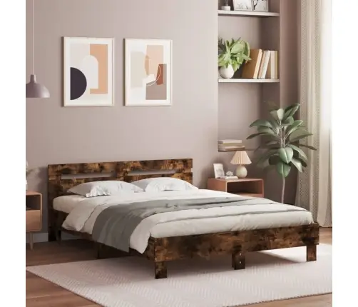 Voodiraam Peatsiga, Suitsutatud Tamm, 140X200 cm Tehispuit