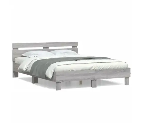 Voodiraam Peatsiga, Hall Sonoma Tamm, 140 X 190 cm Tehispuit