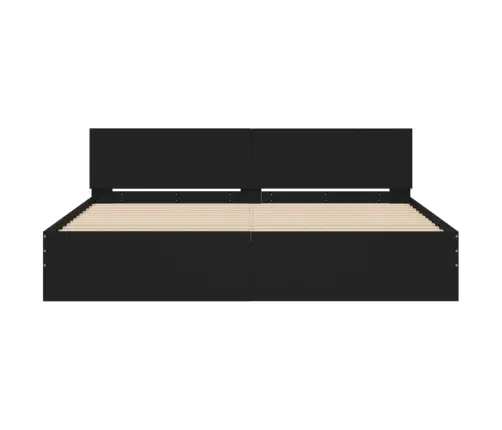 Gultas Rāmis Ar Galvgali, Melns, 200X200 Cm Vidaxl