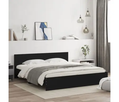 Gultas Rāmis Ar Galvgali, Melns, 200X200 Cm Vidaxl