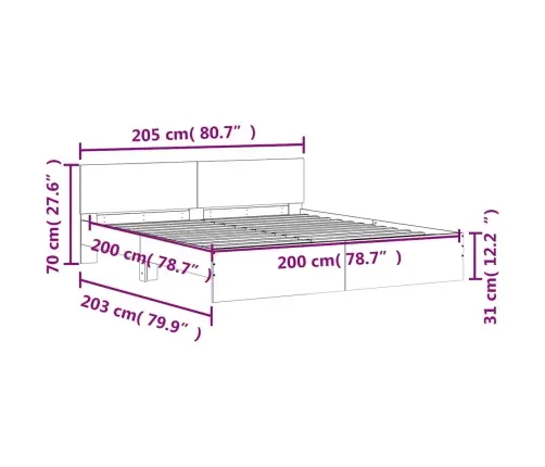 Lovos Rėmas Su Galvūgaliu, Sonoma Ąžuolo Spalvos, 200X200Cm