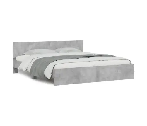 Gultas Rāmis Ar Galvgali, Betona Pelēks, 200X200 Cm Vidaxl