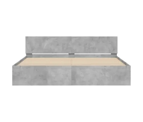 Gultas Rāmis Ar Galvgali, Betona Pelēks, 200X200 Cm Vidaxl