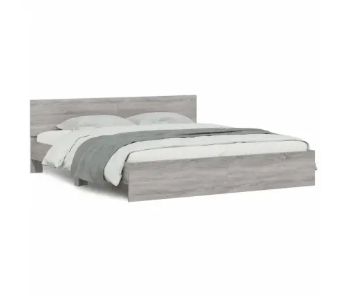 Gultas Rāmis Ar Galvgali, Pelēka Ozola Krāsa, 200X200 Cm Vidaxl