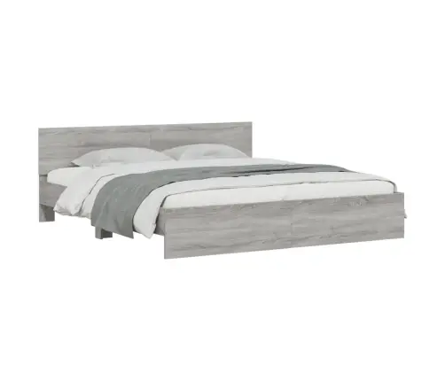 Gultas Rāmis Ar Galvgali, Pelēka Ozola Krāsa, 200X200 Cm Vidaxl