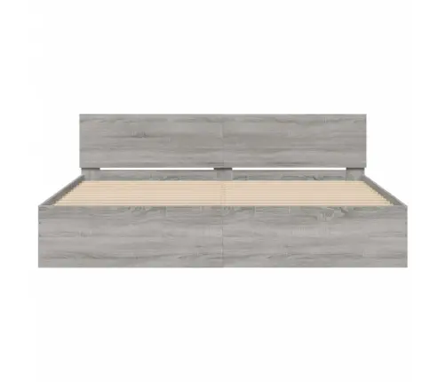 Gultas Rāmis Ar Galvgali, Pelēka Ozola Krāsa, 200X200 Cm Vidaxl
