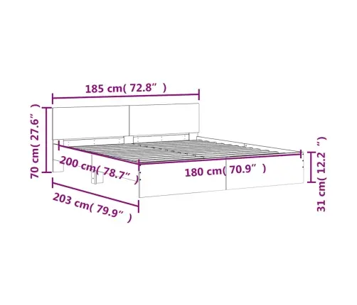 Lovos Rėmas Su Galvūgaliu, Sonoma Ąžuolo Spalvos, 180X200Cm