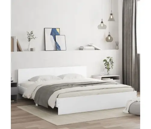 Gultas Rāmis Ar Galvgali, Balts, 160X200 Cm Vidaxl