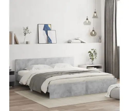 Gultas Rāmis Ar Galvgali, Betona Pelēks, 160X200 Cm Vidaxl Gultas Rāmis Ar Galvgali, Betona Pelēks, 160X200 Cm Vidaxl