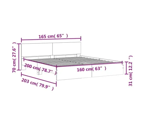 Lovos Rėmas Su Galvūgaliu, Dūminio Ąžuolo Spalvos, 160X200Cm