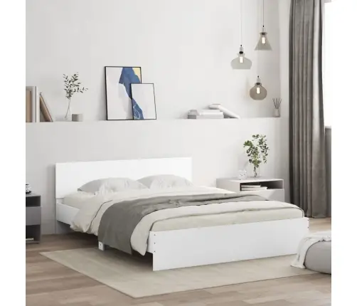 Gultas Rāmis Ar Galvgali, Balts, 150X200 Cm Vidaxl